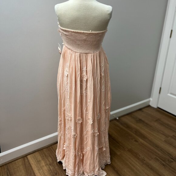 NEW Free People Rosa Maxi Dress Peach Flowers Sz M - Picture 5 of 15